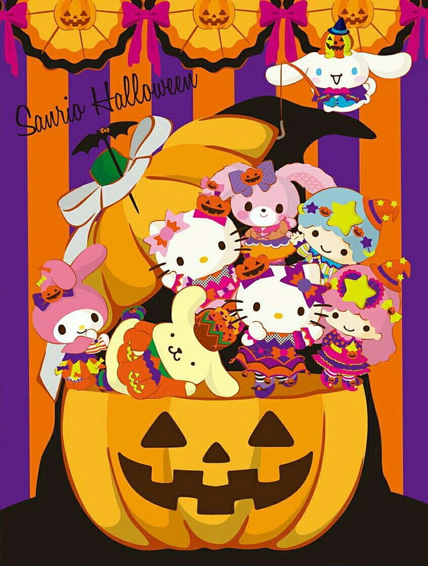 Téléphone à thème Sanrio Halloween. Source : Dtimes jp. ©Sanrio. Bonjour minou halloween, bonjour minou, bonjour minou halloween Fond d'écran de téléphone HD
