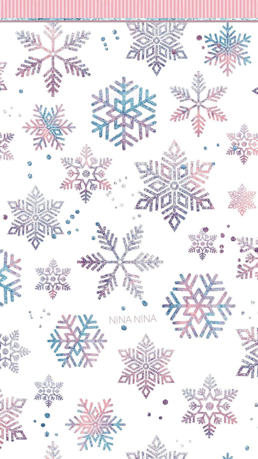 Papiers numériques de flocons de neige à l'aquarelle, motifs sans soudure blush et bleus, victoire de neige scintillante. Téléphone de Noël , Flocon de neige , Noël mignon Fond d'écran de téléphone HD