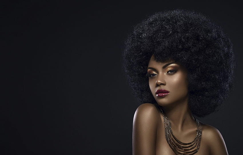 coiffure, style, glamour, bronze, beauté noire, Afro Girl Fond d'écran HD