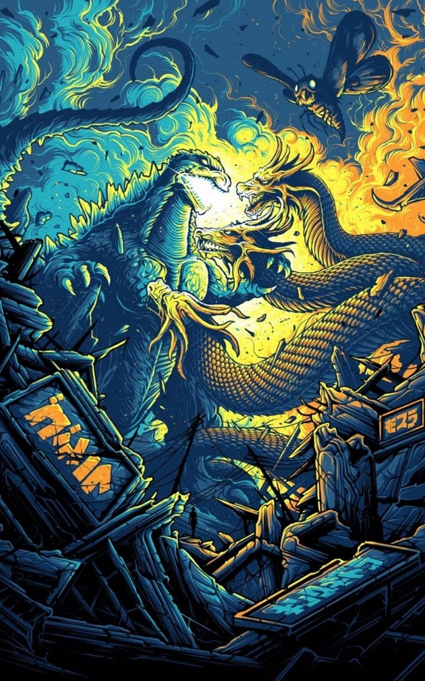 Godzilla Mothra y King Ghidorah Monstruos gigantes Todos fondo de pantalla del teléfono