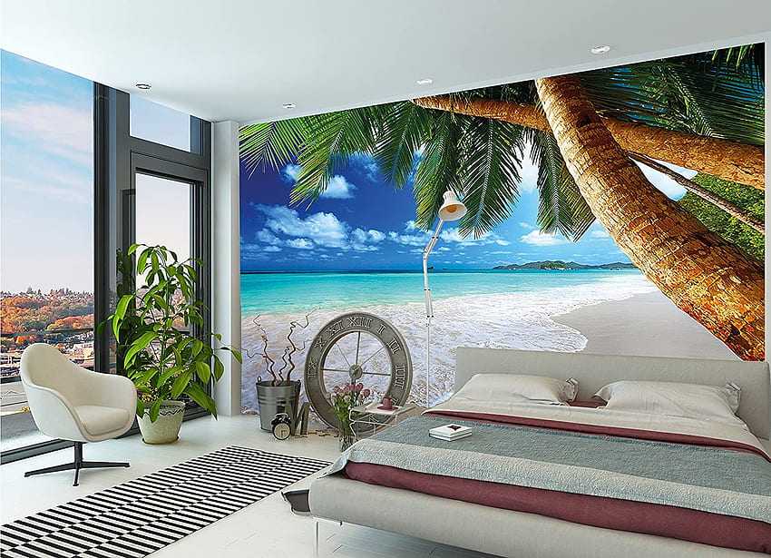 Buy Large – Palm Trees Beach – Decoration Caribbean Bay Tropic Paradise Nature Island Palms Tropical Isle Landscape Decor Wall Mural (132..7in - cm) Online in Vietnam. B00SVDT4RS, Isle of Palms HD wallpaper