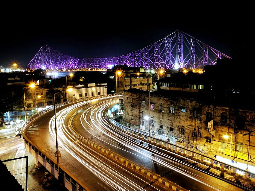 Howrah Bridge, Kalkutta - Straßenlaterne HD-Hintergrundbild