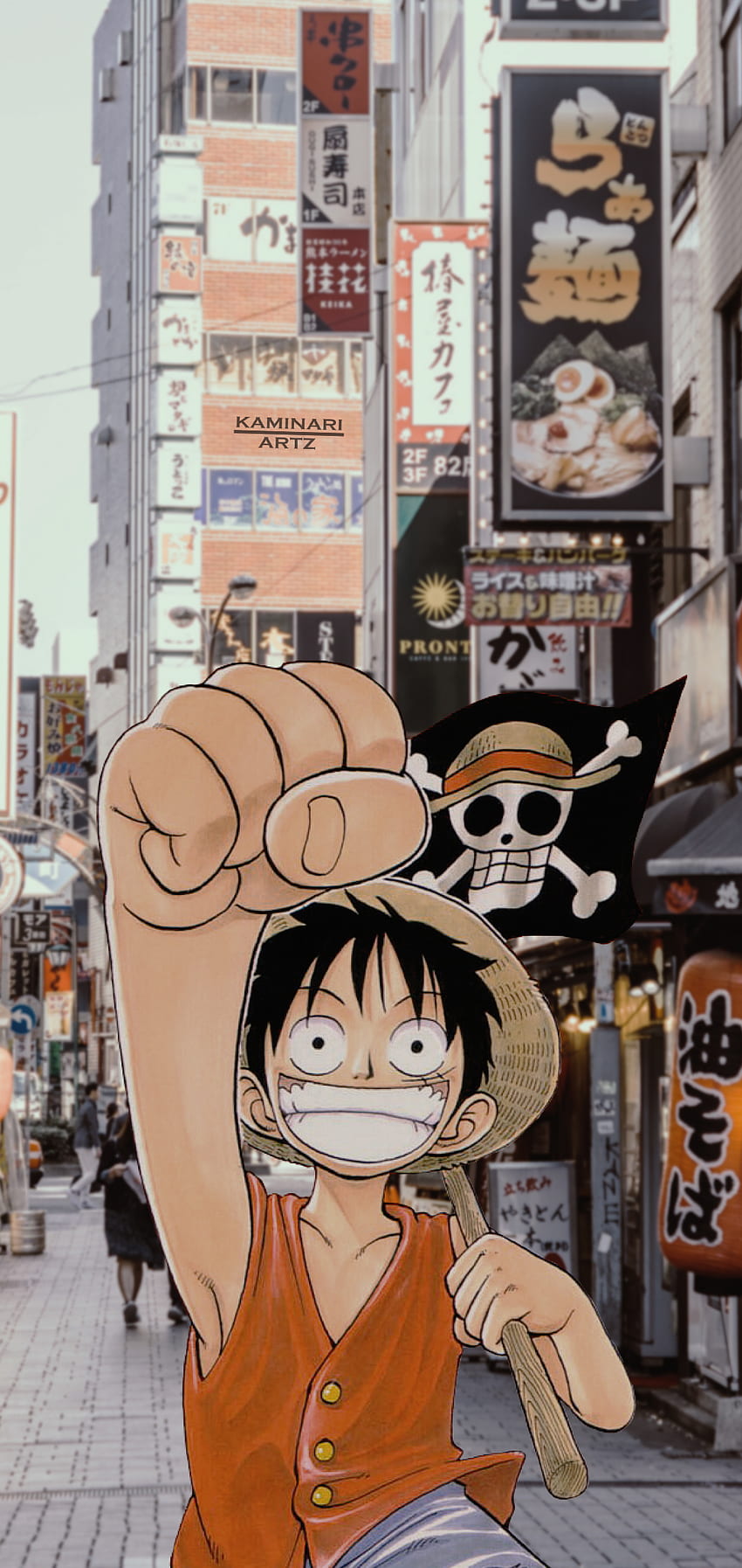 Luffy in Japan, op, monkey d luffy, one piece, anime HD phone wallpaper