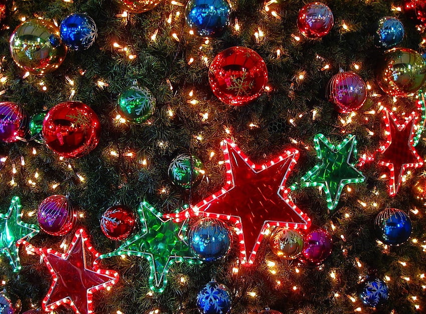 Feiertage, Sterne, Urlaub, Weihnachtsschmuck, Weihnachtsbaumspielzeug, Weihnachtsbaum, Girlande, Bälle, Girlanden HD-Hintergrundbild