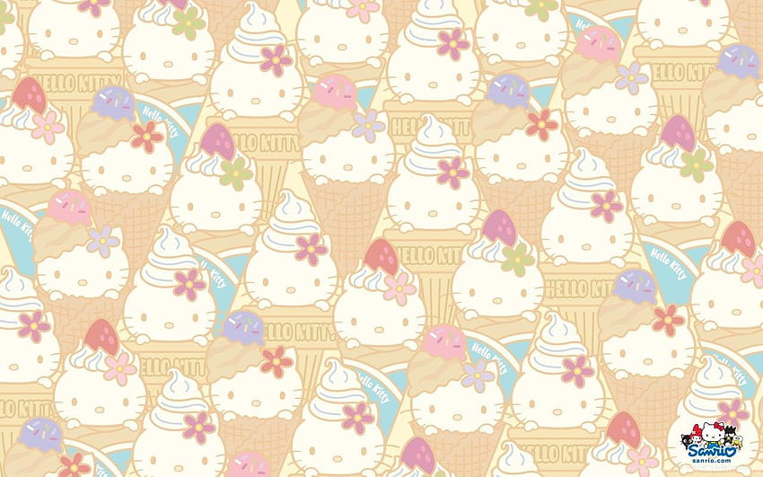 Hello Kitty Ice cream Cone Cute · Fond Kawaii Fond d'écran HD