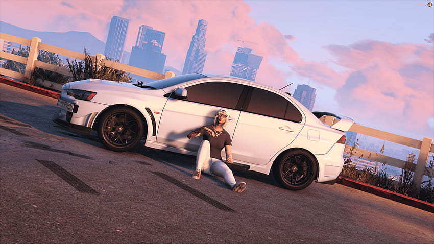 Grand Theft Auto V, FiveM, Mitsubishi Lancer Evo X. HD-Hintergrundbild