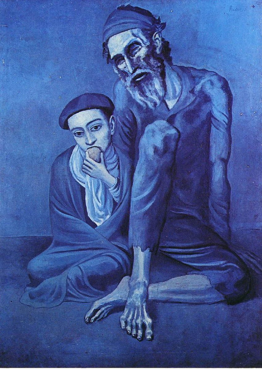 The Old Beggar - A picasso blue period art HD phone wallpaper