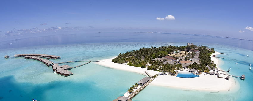island, resort, land, ocean, palm HD wallpaper