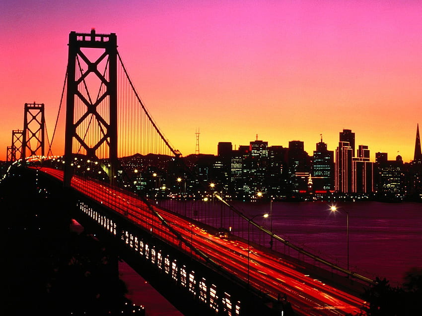 Puente de la bahía de San Francisco Oakland. 3D fondo de pantalla