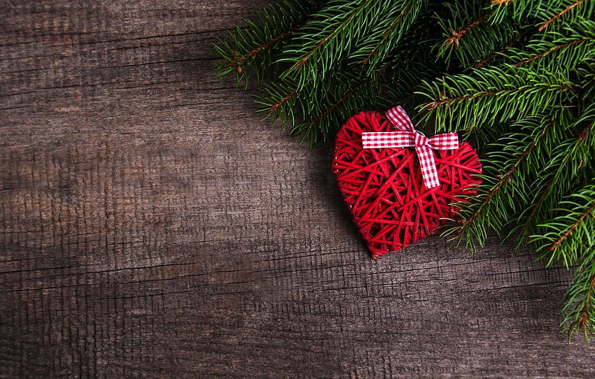 장식, 심장, 새해, 크리스마스, 사랑, 크리스마스, 심장, 나무, 메리, 장식, 전나무, 전나무 가지 For , Section новый год HD 월페이퍼