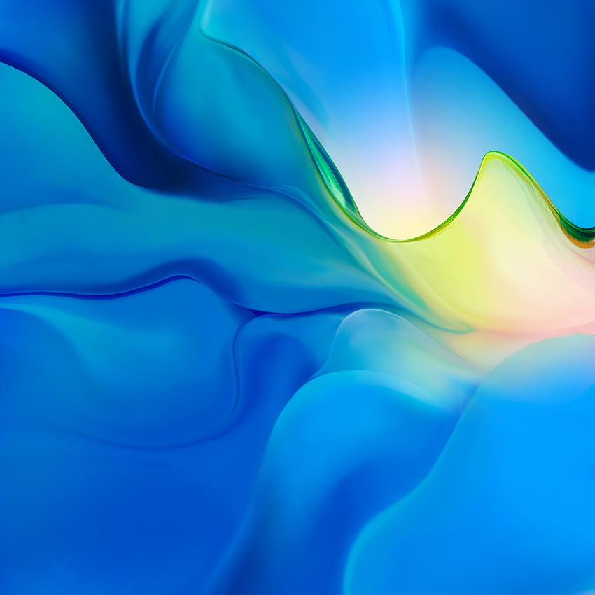 Wavy, waves, gradient, blue-green, Huawei P30, stock, abstract HD phone wallpaper