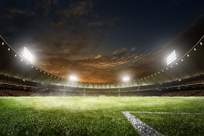 Estadio iluminado - Estadio de fútbol americano oscuro - y fondo de pantalla