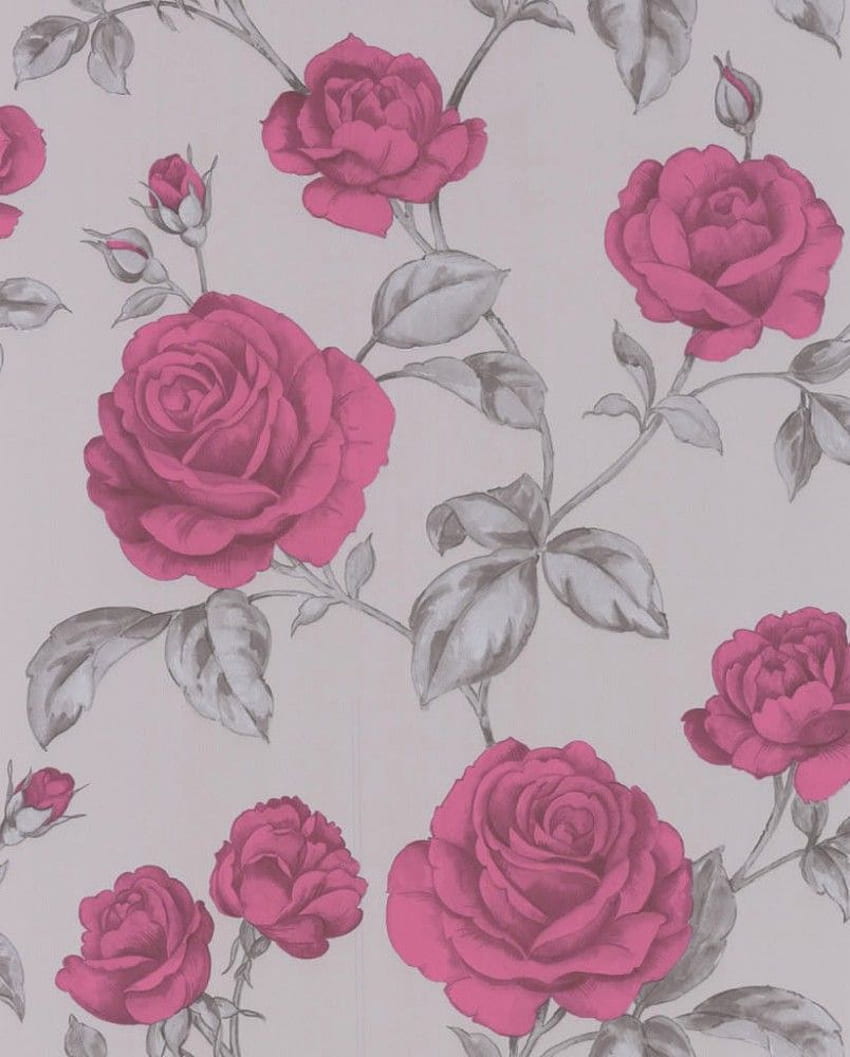 Graham & Brown Elixir Countess 50 180 50180 플라워 그레이 핑크. 핑크 꽃, 자두, 꽃, 회색 및 분홍색 HD 전화 배경 화면