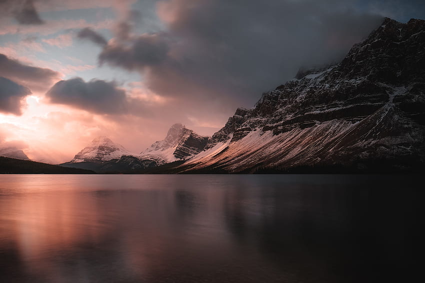 Landscape, Nature, Sunset, Mountains, Twilight, Lake, Dusk HD wallpaper