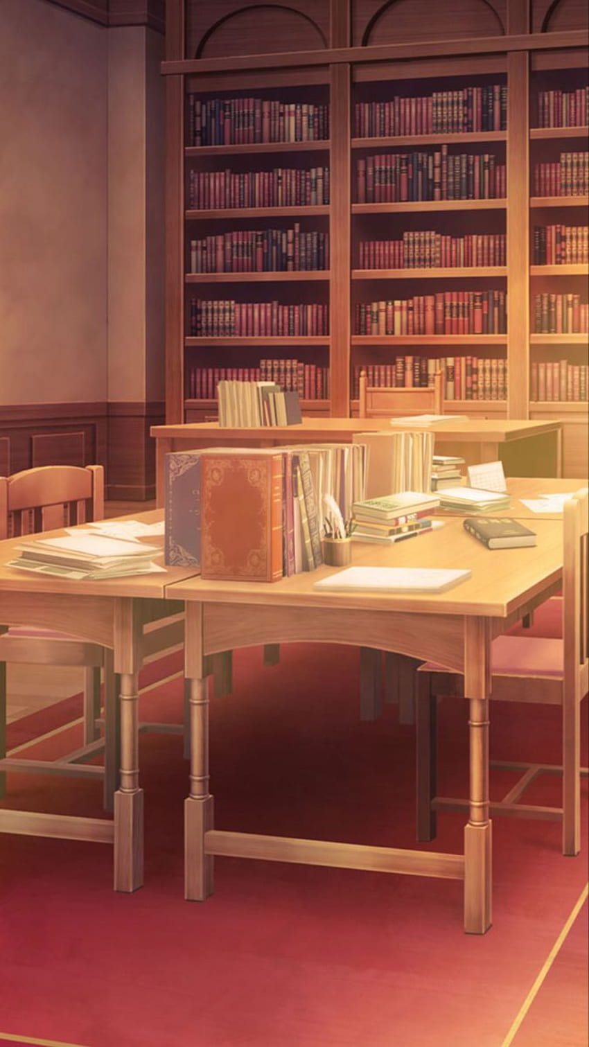 藍 auf Phong cảnh. Anime-Dekoration, Anime-Landschaft, Hausbibliotheksdesign, Bibliotheksästhetik HD-Handy-Hintergrundbild