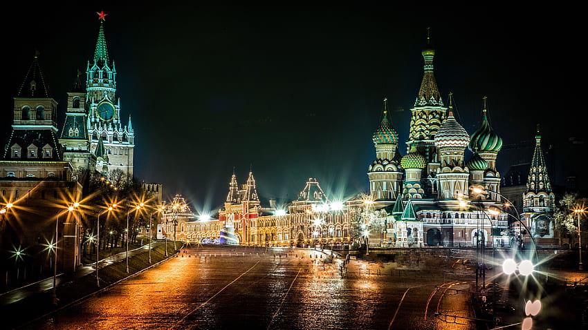 Piazza Rossa di notte, Mosca, Russia . Largo, Mosca Sfondo HD