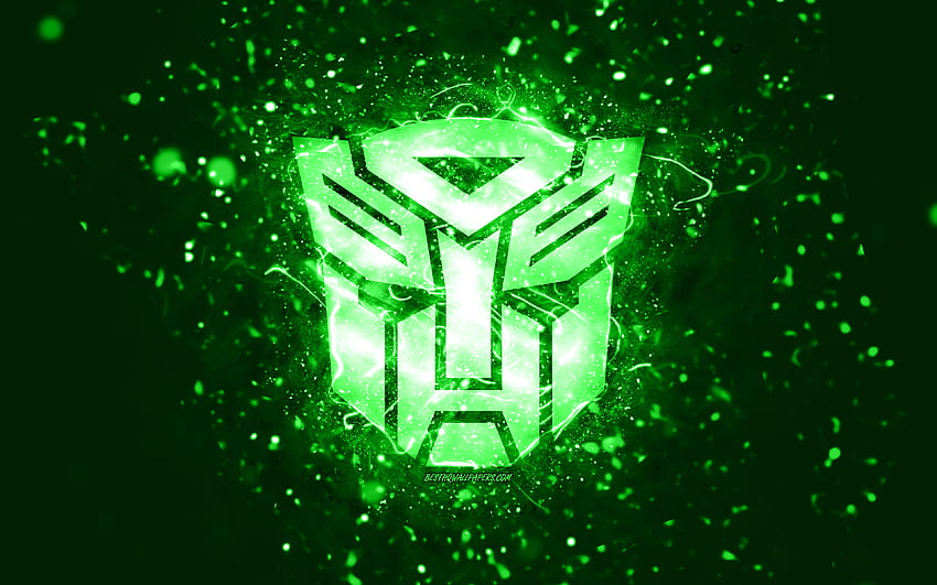 Logo hijau transformer,, lampu neon hijau, kreatif, latar belakang abstrak hijau, logo transformer, logo bioskop, transformer Wallpaper HD