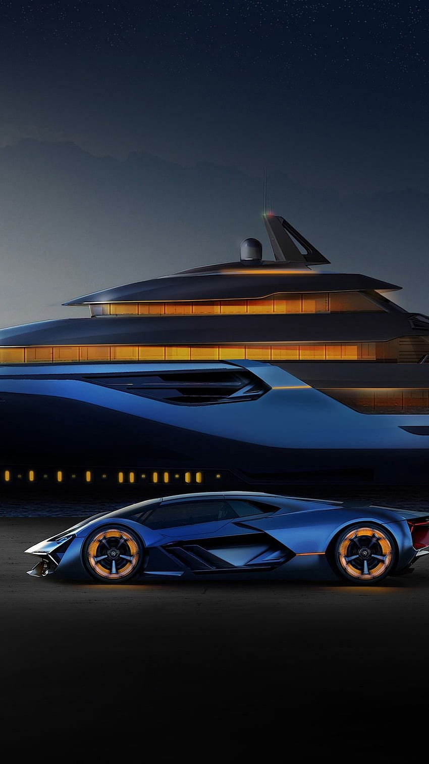 Blauer Lamborghini, Yacht, Hubschrauber IPhone 8 7 6 6S Plus , Hintergrund, , , Yacht iPhone HD-Handy-Hintergrundbild