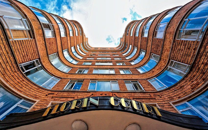 런던의 아르데코 스타일 아파트 건물 r, 낮은 각도, 건물, r, 아파트, 아르데코 HD 월페이퍼