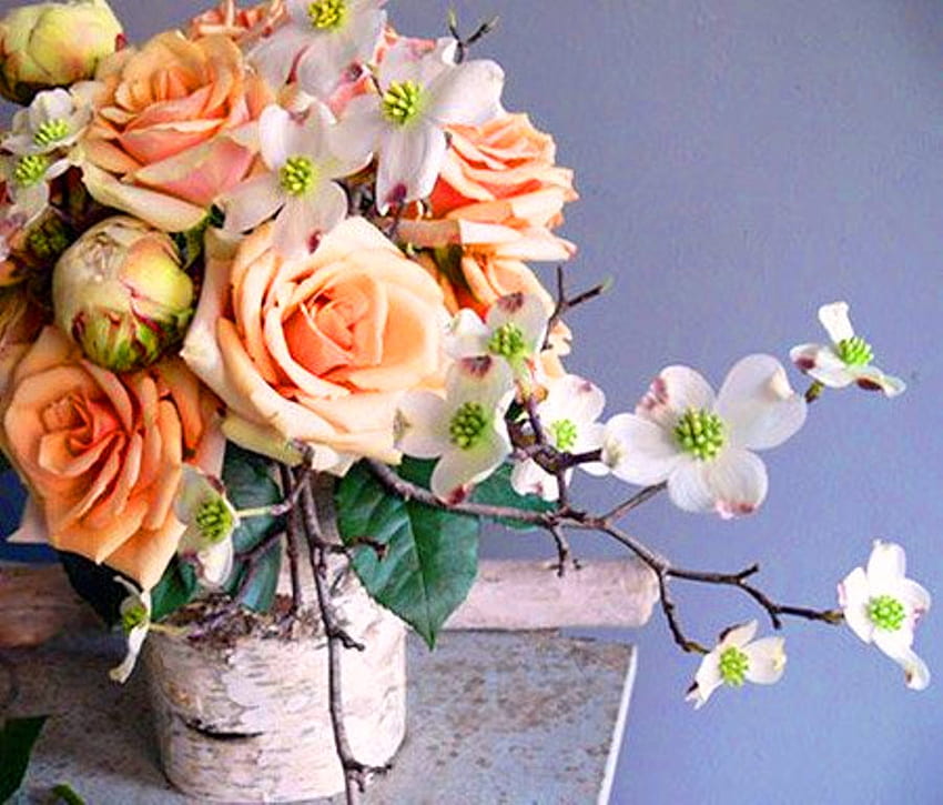 Lukisan alam benda, karangan bunga, mawar, grafi, alam, bunga, rangkaian bunga Wallpaper HD