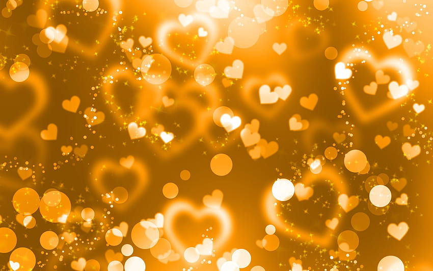 Abstract, Hearts, Shining, Gold, Glare, Shine, Brilliance HD wallpaper