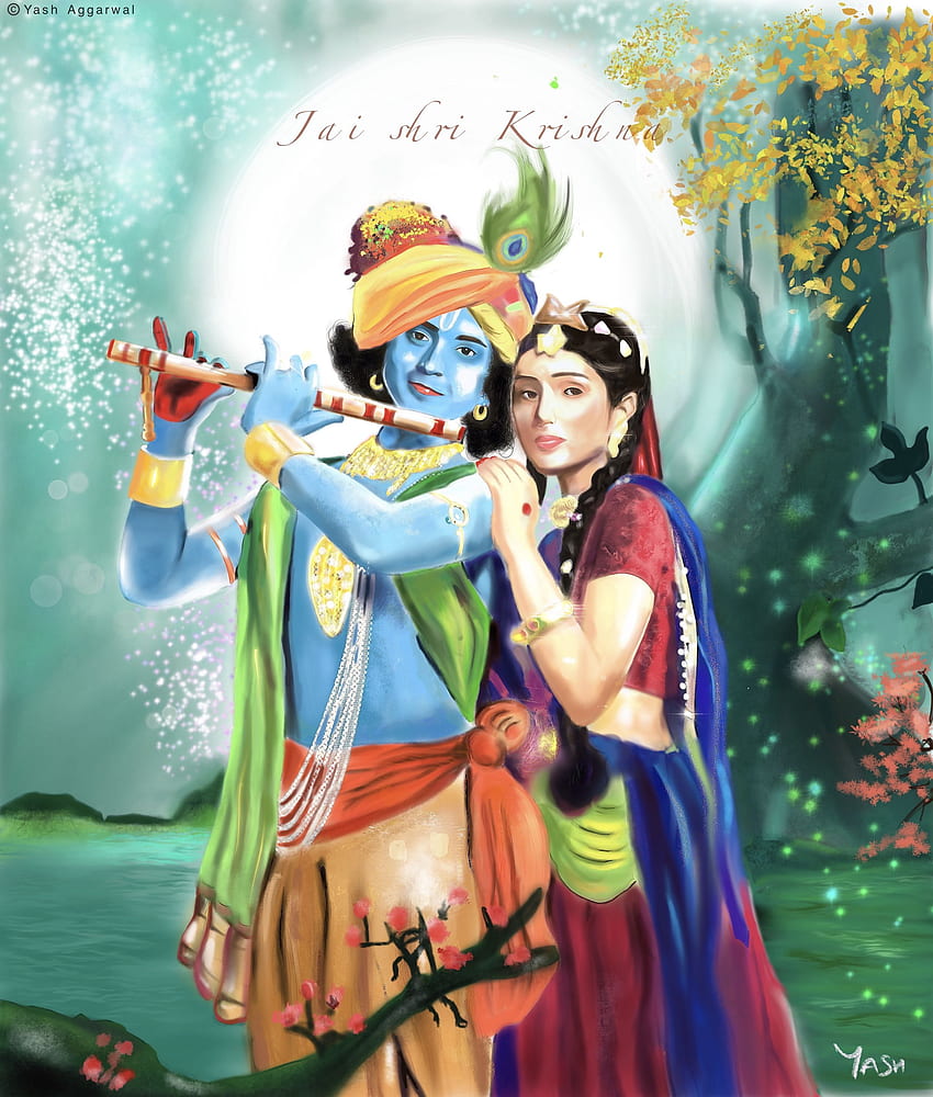 Krishna radha painting HD wallpapers | Pxfuel