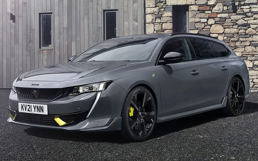 2021, Peugeot 508 SW Sport Engineered, front view, exterior, tuning 508 SW, gray 508 SW, French cars, Peugeot HD wallpaper