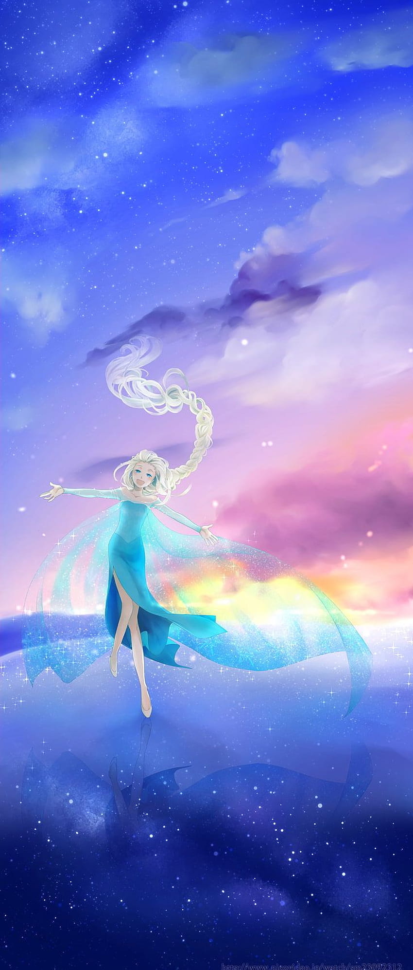 : cartoon, Frozen (movie), fan art, Princess Elsa, one person. Flare HD phone wallpaper