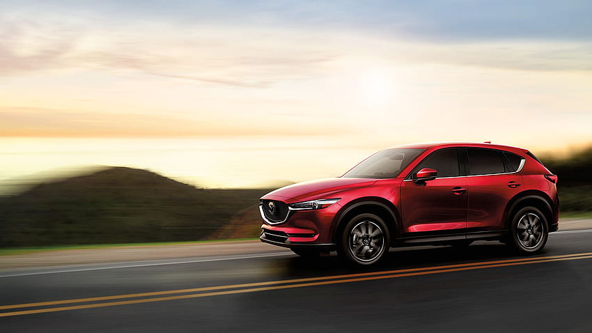 Mazda CX 5 Red Crystal Color On Beach Driving Wide HD wallpaper