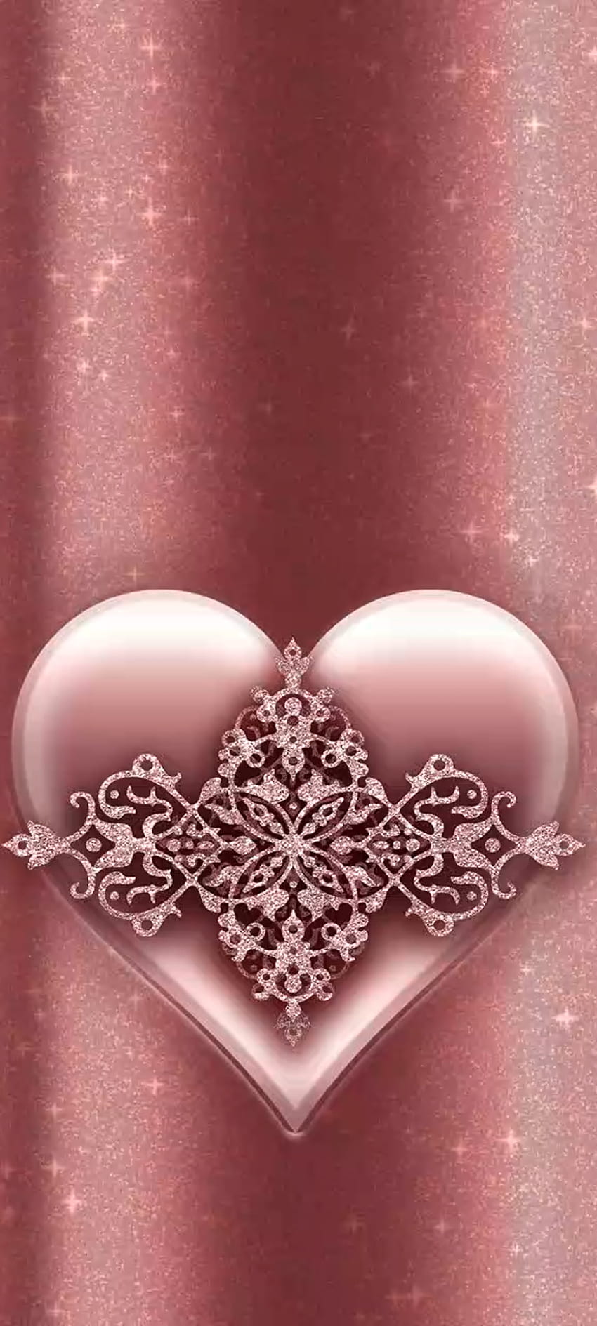 Oro rosa adornado, corazón, amor, magenta, rosa, lujo, Premium fondo de pantalla del teléfono