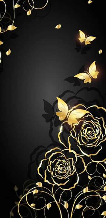 Black Background Gold Roses Stock Vector (Royalty Free)