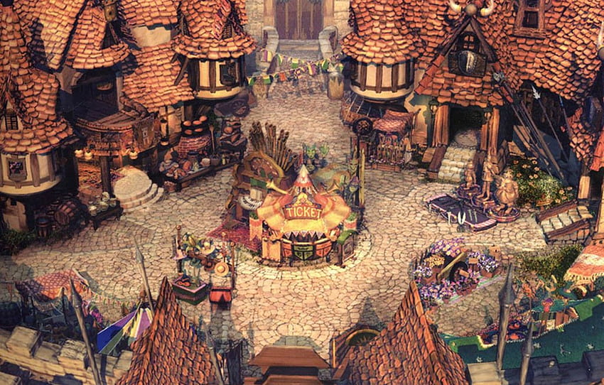 ulica, dom, dach, wieś, Final Fantasy dla , sekcja игры, Village Home Tapeta HD