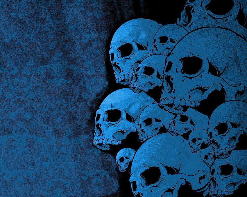 Blue Skull , Black and Gold Skull HD wallpaper
