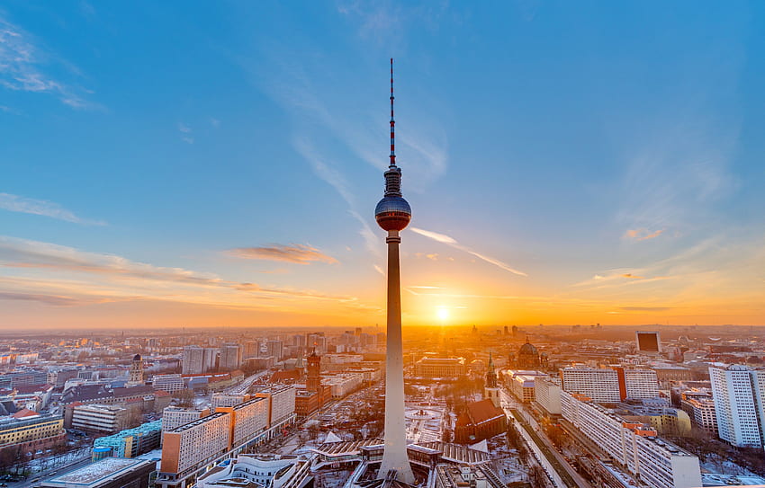 Fernsehturm Tower ในเบอร์ลิน เยอรมนี ท่องเที่ยว 2018 วอลล์เปเปอร์ HD