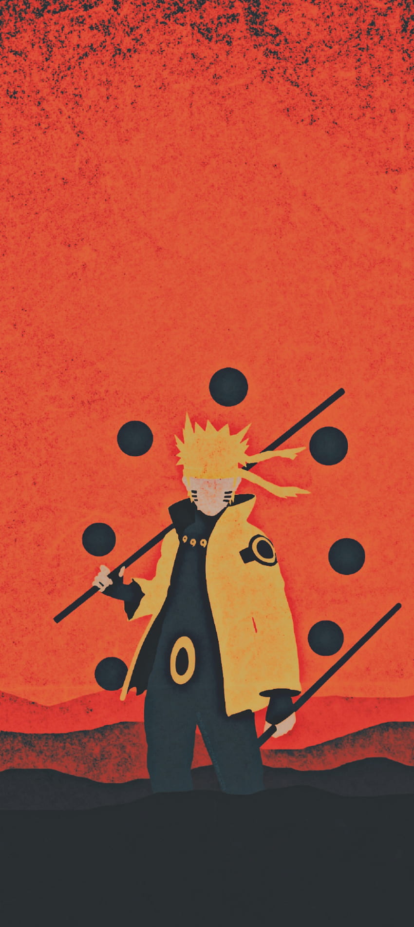 Naruto, orange, art, Anime, cartoon, cool, black, action HD phone ...