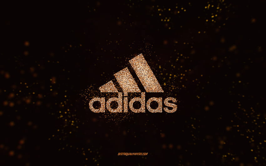 Adidas glitter logo, , black background, Adidas logo, orange glitter ...