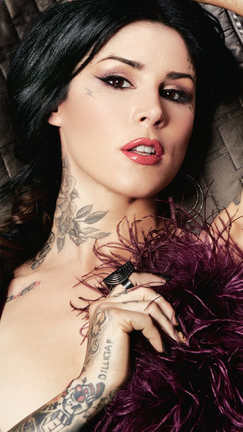 Kat Von D hoot portrait American master tattoo black dress beautiful  woman HD wallpaper  Peakpx