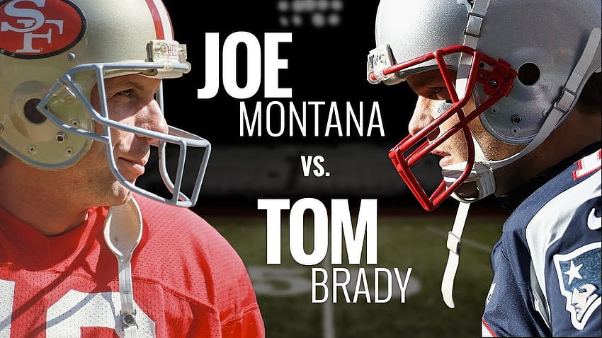 Joe Montana gegen Tom Brady. Wer ist der beste Quarterback der NFL? HD-Hintergrundbild