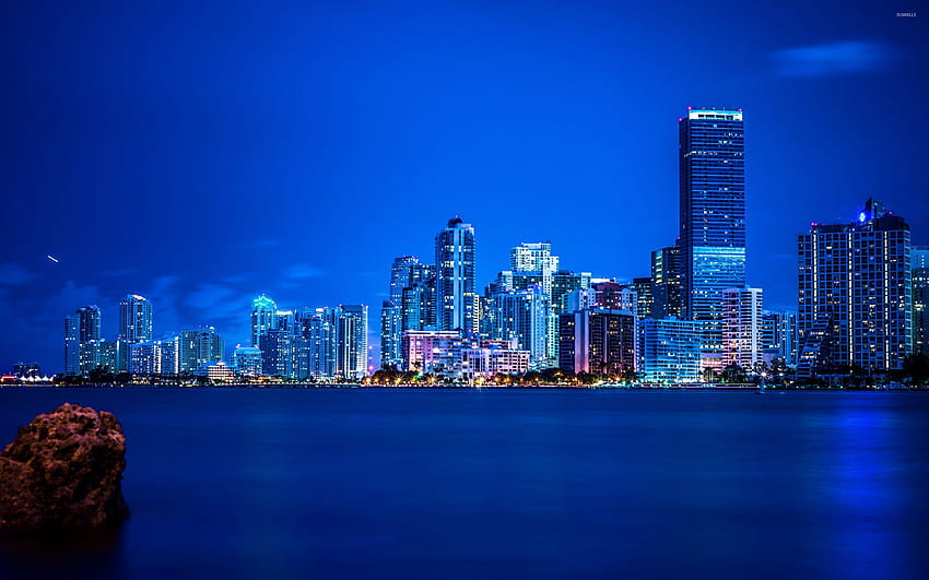 Miami night skyline - World HD wallpaper