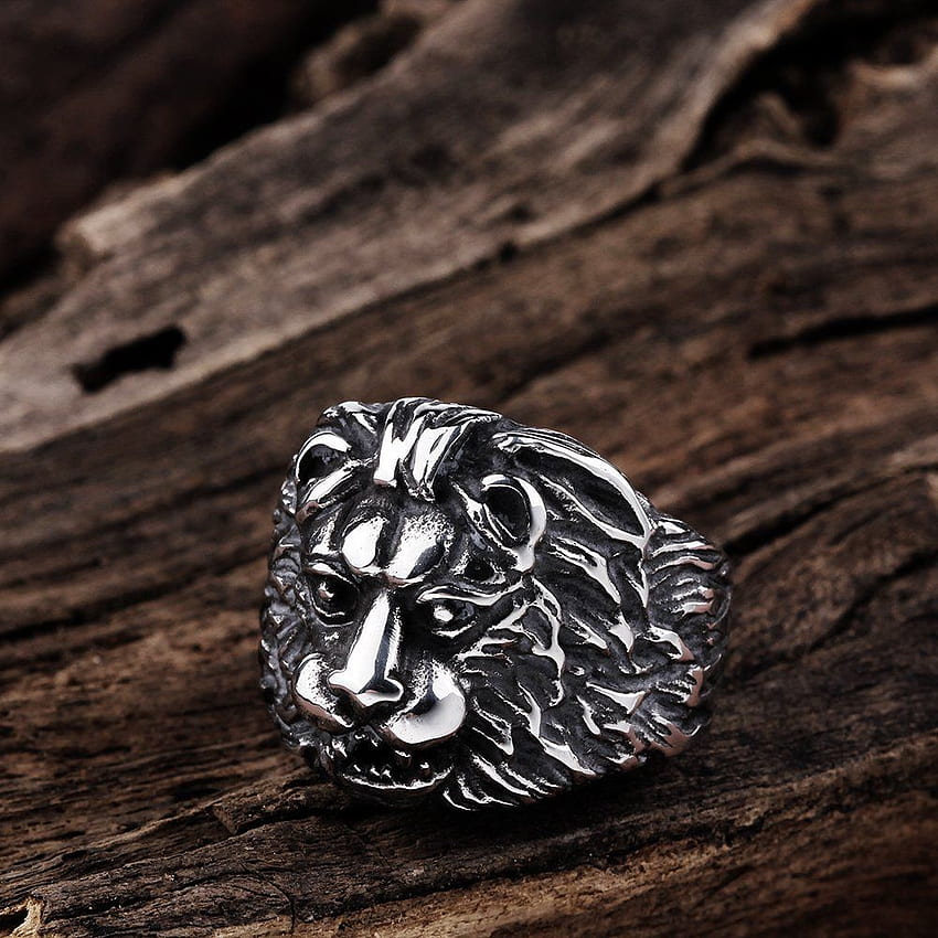Buy YELLOW CHIMES Lion Tough Stainless Steel Bikers Ring for Boys, Adheera HD phone wallpaper