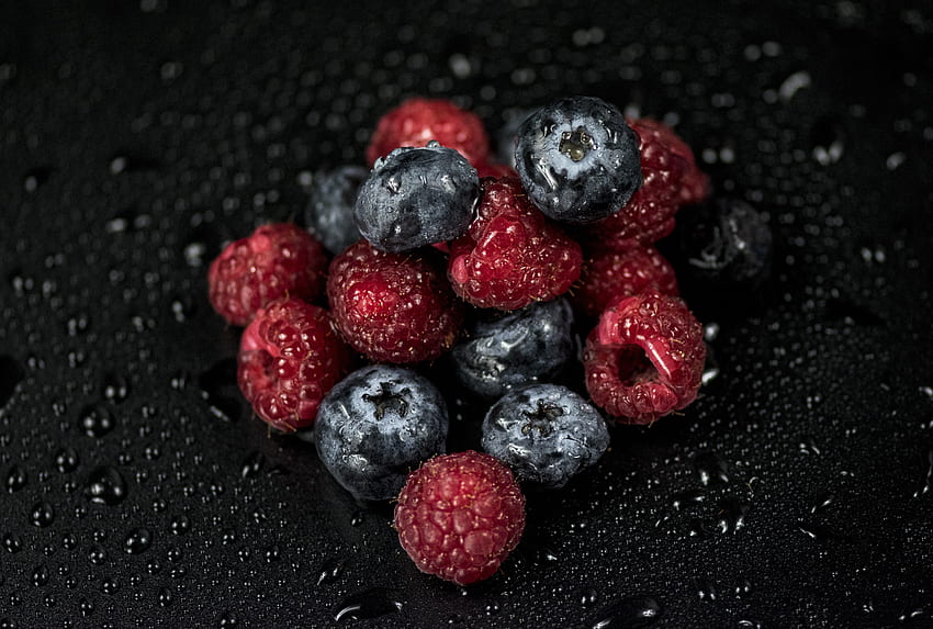 Food, Raspberry, Bilberries, Drops, Berries HD wallpaper