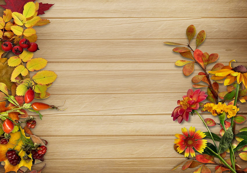 Autunno vintage, autunno, foglie, fiori, vintage Sfondo HD