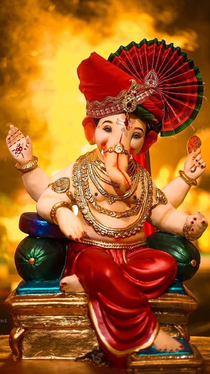 Ganpati Bappa, Turuncu Duman, Arka Plan HD telefon duvar kağıdı