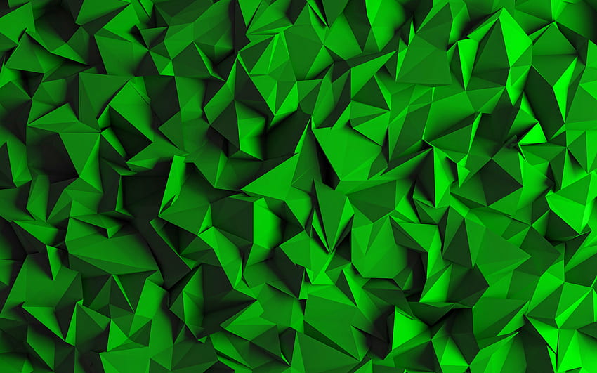 low poly 3D texture, , geometric shapes, 3D textures, green low poly backgrounds, low poly patterns, geometric textures, green 3D backgrounds, low poly textures HD wallpaper