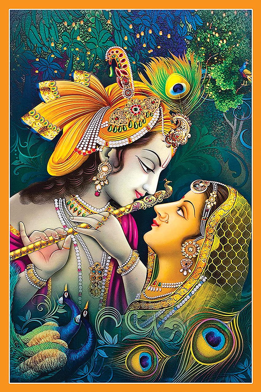 Buy FATHER AND SONS Beautiful Radhe Krishna for Home (Vinyl, 12 x 18 inch, Multicolour) Online at Low Prices in India, Krushna HD phone wallpaper
