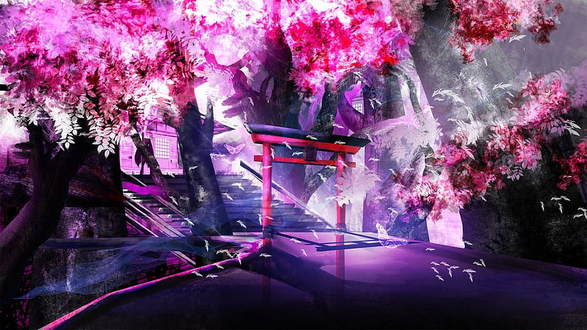 Anime Landscape, Pink Scenery Anime HD wallpaper