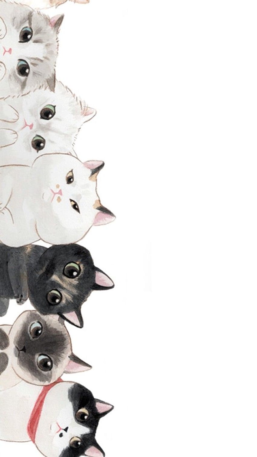 Fondo de gatitos tiernos. Background. Kawaii, Kawaii Cartoon Cat HD phone wallpaper