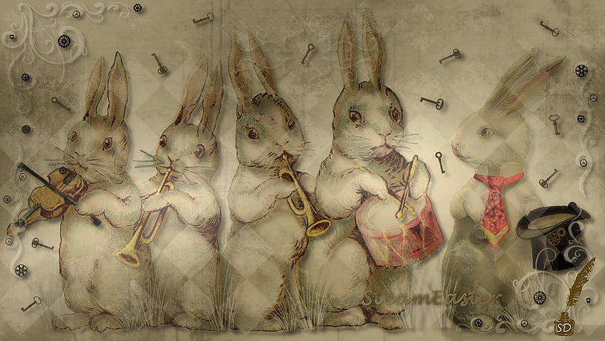 Steampunk . Steampunk Easter . Easter. Easter . Graphic Steampunk . Vintage Easter . Vintage Easter. Rabbits. B. Påsk, Vintage Easter Bunny HD wallpaper