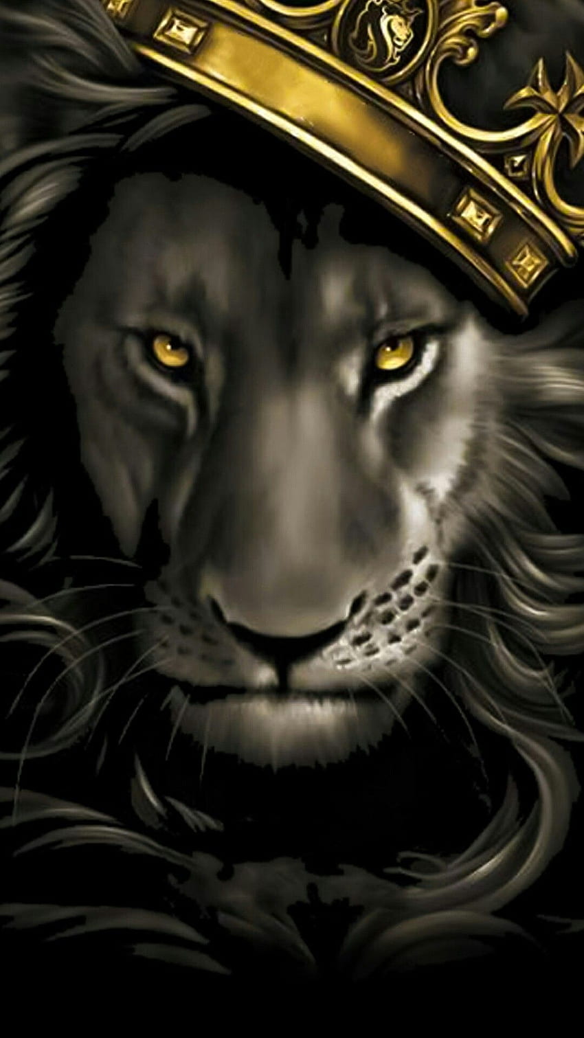Tammy Rollins im Jahr 2019. Löwenmalerei, Löwe mit Krone HD-Handy-Hintergrundbild