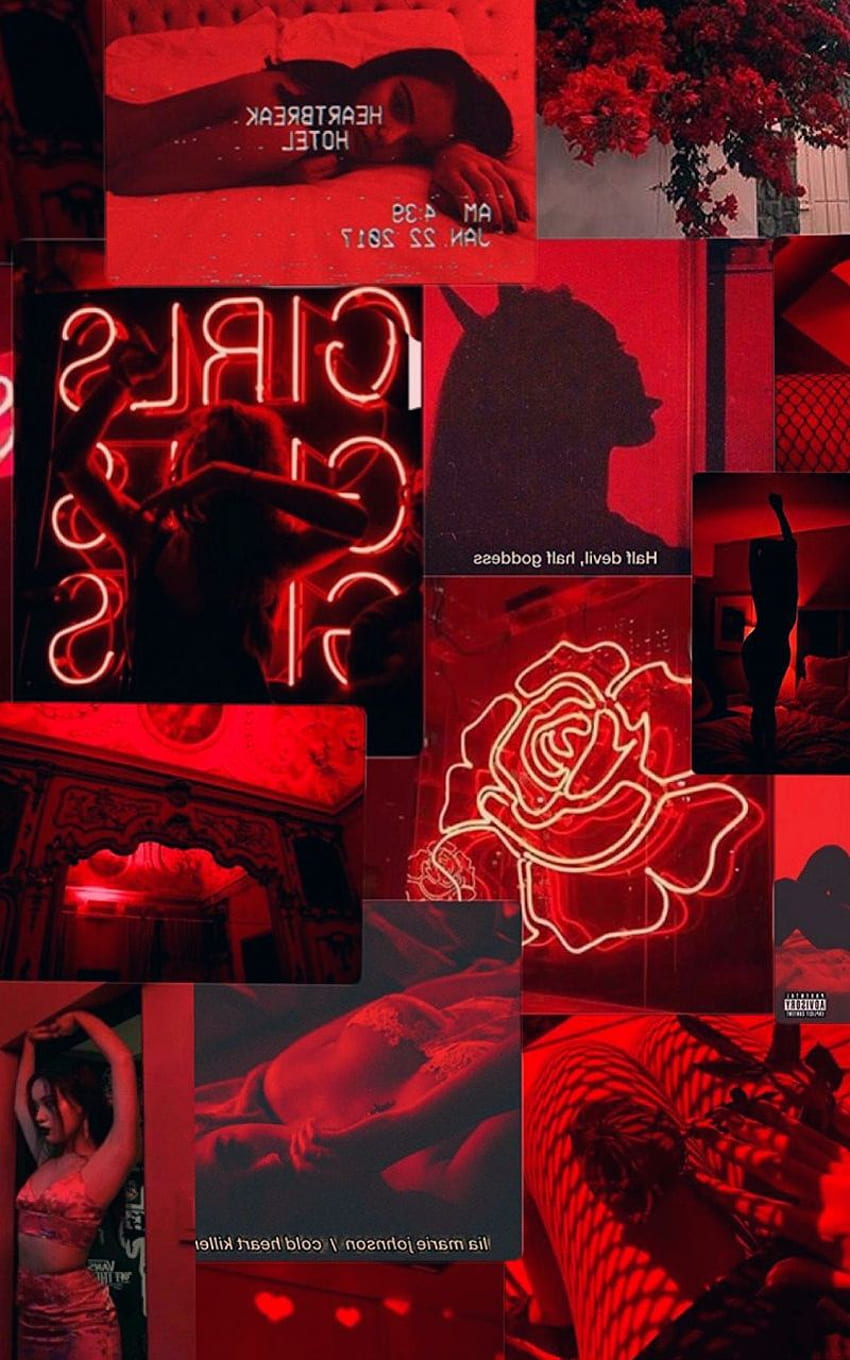 Dark Red Mood Board Aesthetic Collage, Dark Red Aesthetic Collage HD ...